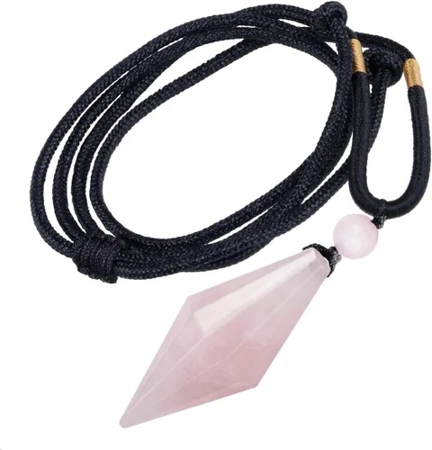 Vista 6 de TUMBEELLUWA Collar con colgante de cristal facetado curativo ajustable de 18 a 26 pulgadas para hombres y mujeres, collar de péndulo de piedra Reiki