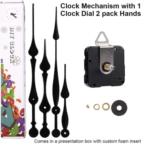 Vista 7 de EMOON Kit de mecanismo de movimiento de reloj con 2 manecillas de espada larga, kit de motor de reloj de cuarzo para reloj de reparación Negro