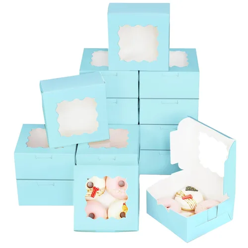Vista 11 de Bakepacker 100 piezas Cajas Negras para Galletas 6x6x3 pulgadas Fácil Montaje Cajas de Pastelería Macarrones Cajas de Panadería con Ventana
