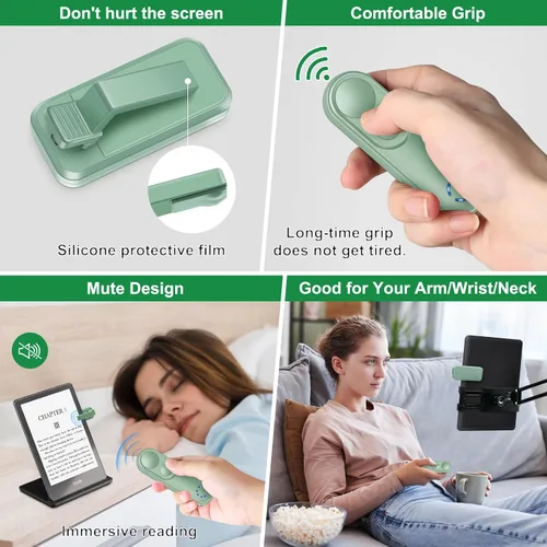 Vista 5 de Girador de páginas con control remoto RF para Kindle Paperwhite Oasis Kobo, clicker Page Turner Kindle Accesorios para iPhone, iPad, tabletas