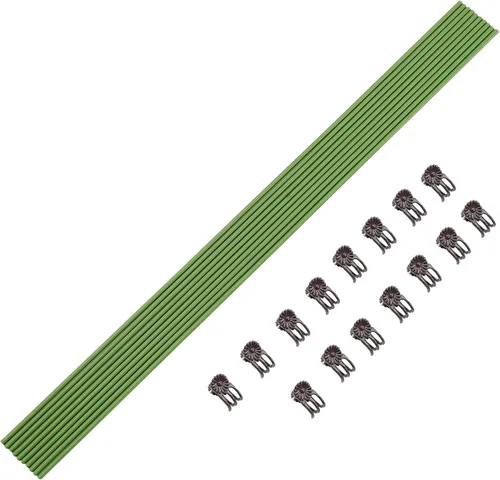 Vista 8 de Juego de 10 estacas de metal para plantas de jardín con 15 clips de fijación de vid, estacas de flores de un solo tallo de 15.75 pulgadas de alto