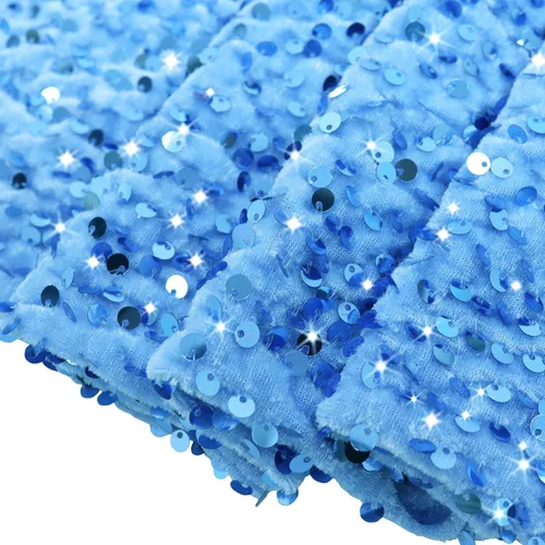 Vista 2 de FOTSHARER The Yard - Tela de lentejuelas color azul bebé con purpurina para coser artesanías, tela de malla de 1 yarda con lentejuelas, tela