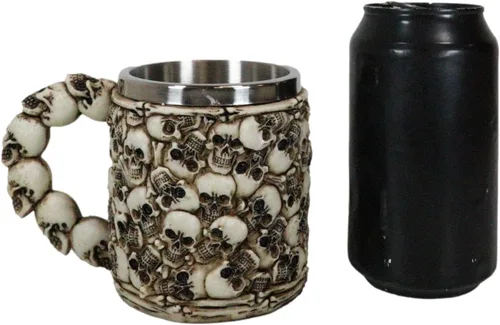 Vista 5 de Ebros Gift Osario Heaps of Skulls And Bones Graveyard Taza de cerveza Stein Tankard Taza de café para beber 12oz Alquimia Macabra Magos y Druidas