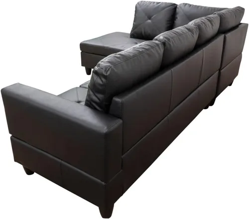 Vista 4 de Juego de sofá modular de cuero, sofá en forma de L para sala de estar, juego de muebles de sala y sofá seccional de cuero para apartamento y hogar