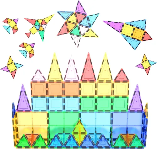 Vista 4 de PicassoTiles Paquete de 70 piezas de pista de carreras de canicas + 60 azulejos magnéticos, divertido y creativo, juguete sensorial educativo