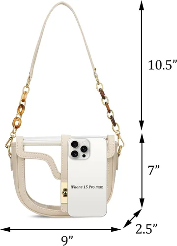 Vista 7 de KKXIU Bolso cruzado transparente para mujer, de piel vegana, aprobado para estadios, para concierto, al hombro, deportivo, bolso transparente