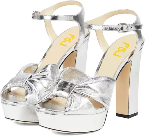 Vista 3 de FSJ Sandalias de tacón alto con plataforma para mujer, puntera abierta, correa al tobillo, para fiesta, noche, zapatos de tacón alto, talla 4-15