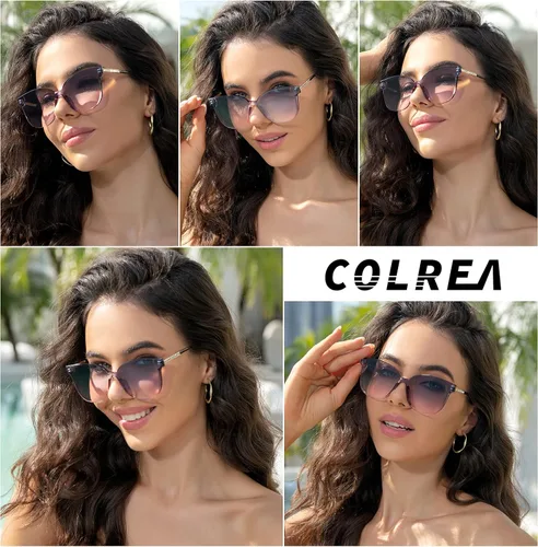 Vista 2 de Colrea Gafas de sol cuadradas clásicas para mujer, sin marco, modernas, protección UV, CL22001