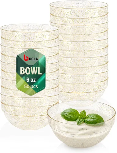 Vista 10 de bUCLA Paquete de 50 Cuencos de Plástico Negro - Cuencos Desechables de Plástico Negro de 10oz para Salsa/Servir - Ideales para Fiestas y Año Nuevo