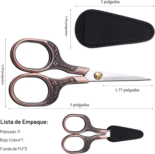 Vista 5 de Tijeras pequeñas y afiladas para cortar cabello, barba, cejas, nariz, vello facial, belleza Tijeras de corte de costura para bordado, tela