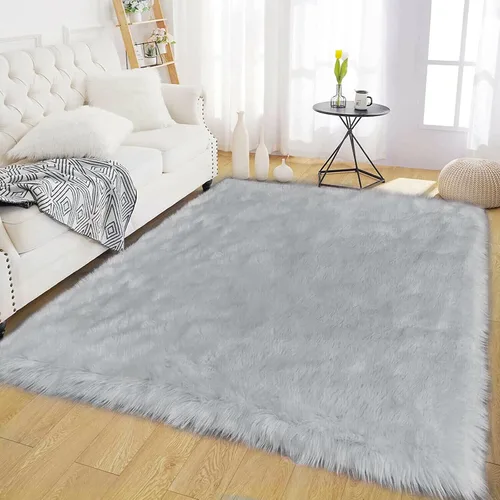 Vista 41 de Latepis - Alfombra rectangular de piel sintética tipo lana de oveja suave y esponjosa de estilo bohemio para sala de estar, dormitorio y residencias