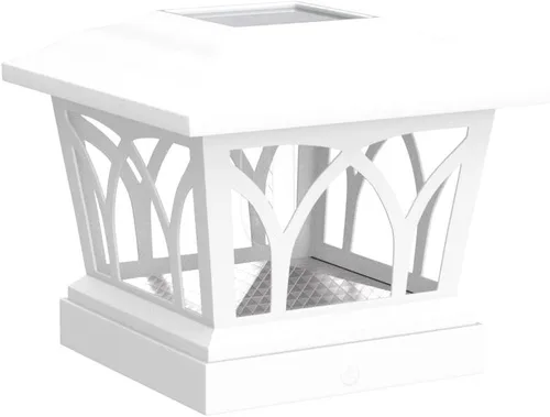 Vista 4 de VOLISUN Paquete de 4 luces solares para postes para exteriores, con bombillas LED Edison, 2 ajustes de brillo, luces para poste de valla alimentadas