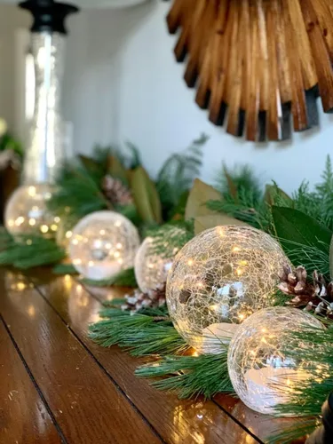 Vista 6 de Lámpara LED Crackle Globe funciona con pilas, orbe de vidrio iluminado para decoración de festivales de Navidad, luz de bola de vidrio de mercurio