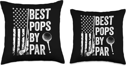 Vista 3 de Best Dad By Par Golfing Apparel by AlphaONE Best Pops by Par USA Flag Father's Day Golfing Dad Throw Pillow, 16x16, Multicolor