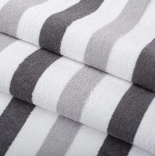 Vista 2 de Arkwright Cabo Cabana Stripe - Paquete de 4 toallas de algodón de rizo de algodón grandes y suaves de secado rápido para piscina, natación