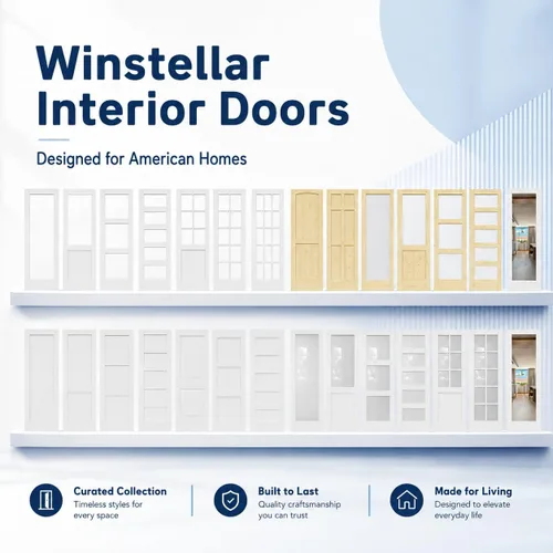 Vista 4 de WINSTELLAR - 1 panel estilo coctelera de 18 x 80 pulgadas, losa blanca imprimada para puerta interior de núcleo sólido, puerta de dormitorio