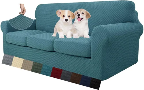 Vista 66 de MAXIJIN funda para sofá de 4 piezas, para sofás de 3 plazas, muy elástica, no se desliza, para perros, para mascotas, protector elástico de muebles