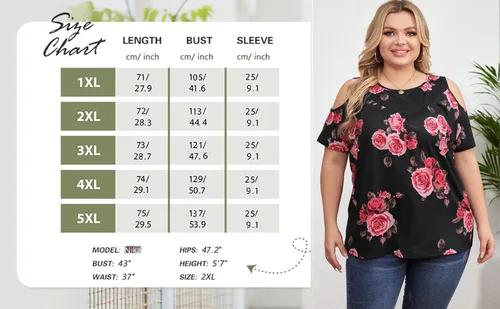Vista 3 de Yiwixi Camisetas casuales de verano para mujer, con hombros descubiertos, manga corta, cuello redondo, ajuste holgado, tallas grandes, plisadas