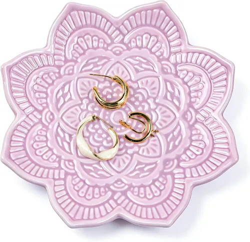 Vista 14 de PUDDING CABIN Plato para anillos de mandala azul, regalo de cumpleaños para amiga mujer mujeres madres niñas