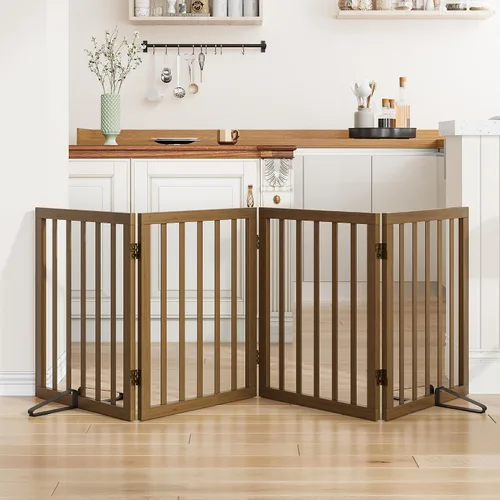 Vista 8 de Puerta plegable negra para mascotas de 18-55 pulgadas para escaleras y puertas, valla de puerta para cachorros