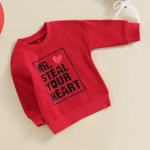 Vista 100 de Sudadera con cuello redondo para el día de San Valentín para bebé, niña, niño, para el día de San Valentín