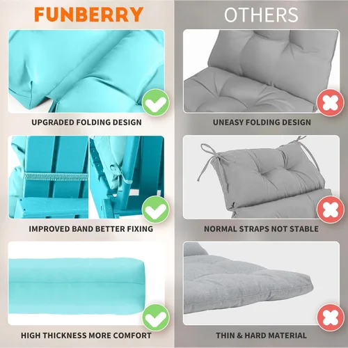 Vista 2 de FUNBERRY - Cojín para silla Adirondack, cojines gruesos y cómodos para mecedora, antideslizante, con protector contra decoloración, impermeable