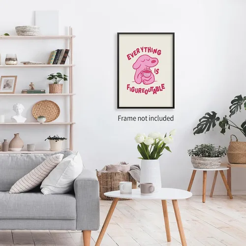Vista 5 de Lmuwecno Arte de Pared con Citas de Afirmaciones Positivas de Perro Rosa Pósters Motivacionales de Animales Lindos Everything Is Figureoutable