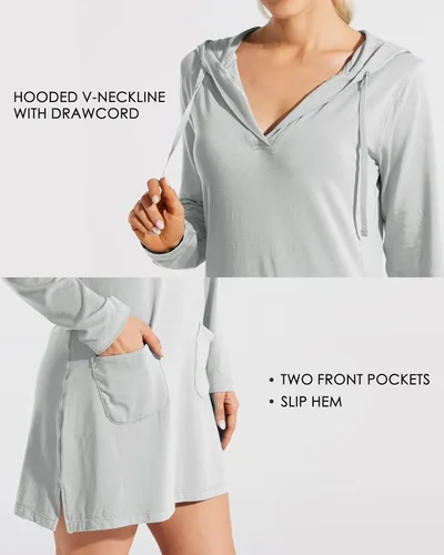 Vista 6 de Willit - Vestido de playa para mujer, de manga larga, con protección solar UPF 50+