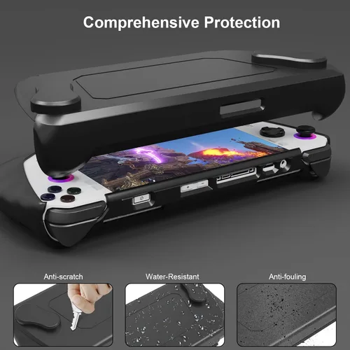 Vista 3 de JDDWIN Funda completa para ASUS Rog Ally 2023, funda protectora de mano con cubierta frontal desmontable y soporte para Rog Ally, a prueba