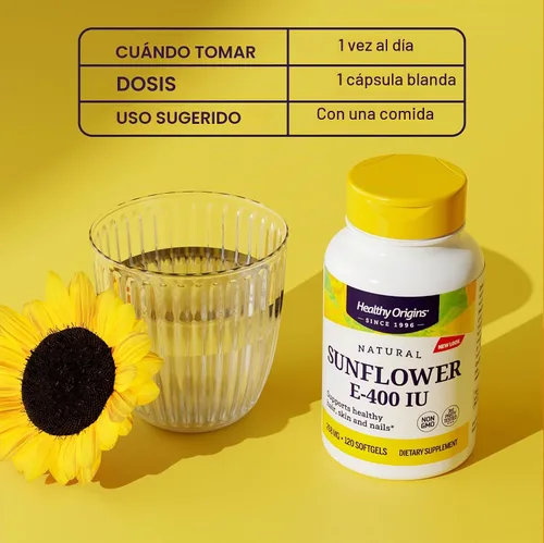 Vista 5 de Healthy Origins Vitamina E, 400 UI de girasol (Sun E 900) - Suplemento de vitamina E - Vitaminas para el cabello, la piel y las uñas - Suplemento