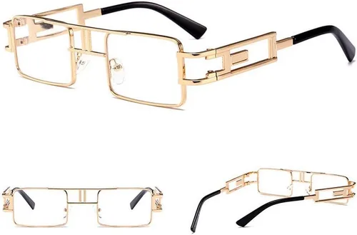 Vista 2 de mincl Hip-Hop Square Metal Pequeño Marco Transparente Color Lente Gafas De Sol