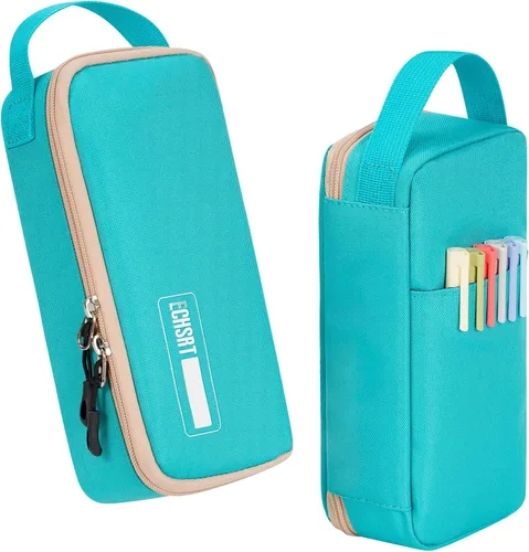 Vista 13 de ECHSRT Estuche grande para lápices, estético, portátil, con cremallera, bolsillo oculto, bolsa especial para hombres, mujeres y adultos, organizador
