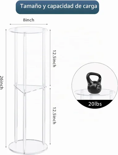 Vista 3 de HMYHUM Mesa de bebida acrílica para espacios pequeños, mesa de Martini para sala de estar, mesa auxiliar de bebidas pequeñas, 3 niveles, redonda
