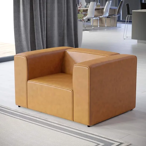 Vista 19 de Modway Mingle Sofá seccional de cuero vegano Silla con brazo izquierdo en gris