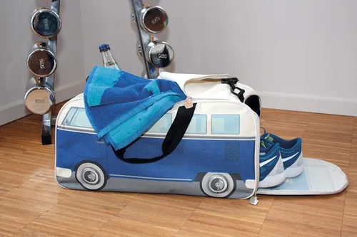 Vista 4 de BRISA VW Collection - Volkswagen Samba Bus T1 Camper Van Sport, gimnasio, bolsa de viaje, bolsa de lona con compartimento para zapatos y artículos