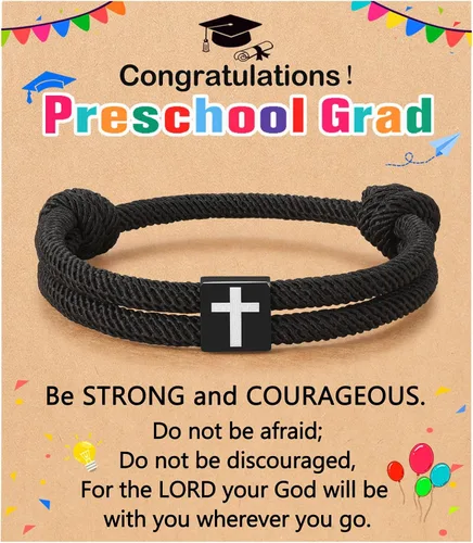 Vista 15 de UNGENT THEM Pulsera de cuerda trenzada con cruz para hombres y niños, Navidad, San Valentín, graduación, Pascua, regalos de bautismo cristiano