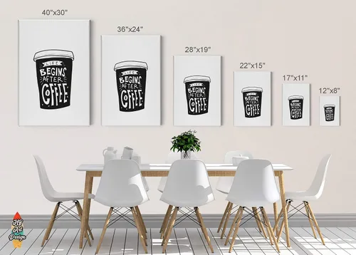 Vista 4 de HB Art Design Life Begins After Coffee & But First Coffee 2 Panel Canvas Print Set Wall Art Coffee Bar Decor Coffee Signs Kitchen Wall Decor Dining