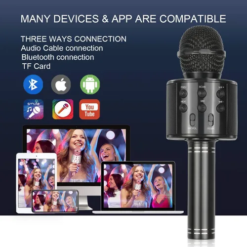 Vista 4 de Viposoon Los mejores regalos para niños, micrófono inalámbrico de karaoke Bluetooth para regalos de cumpleaños para niñas y niños de 4 a 12 años