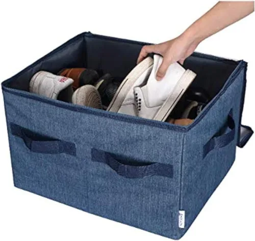 Vista 7 de Moteph Organizador de zapatos, solución de almacenamiento de armario con cubierta transparente y divisores ajustables para zapatos, bolsos, mantas