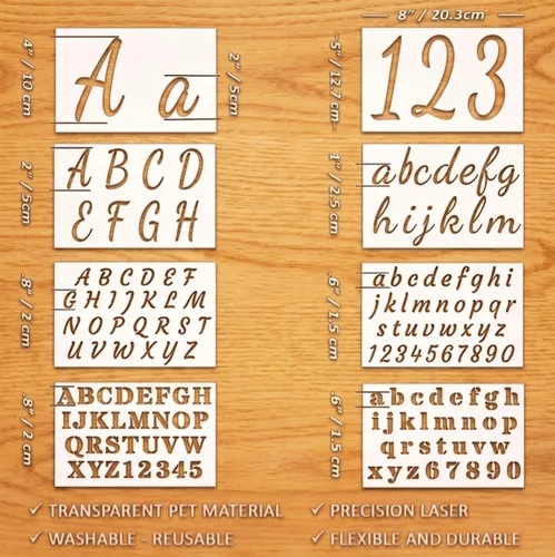 Vista 3 de DLY Lifestyle Plantillas de letras grandes para pintar sobre madera, 50 plantillas de alfabeto y números para manualidades reutilizables, letras