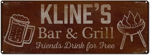 Vista 110 de Adam's Bar and Grill Friends Drink for Free, cartel de aluminio de 5.75 x 15.5 pulgadas, accesorios personalizados para bar y decoración de pared