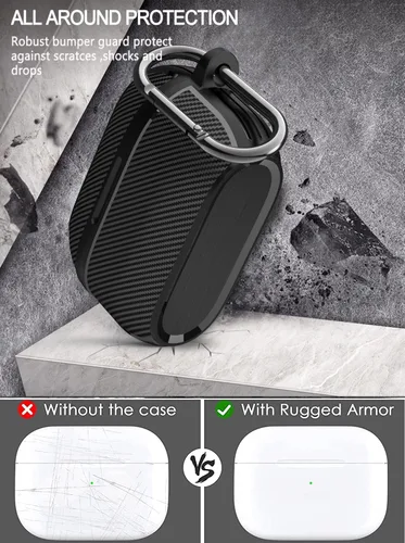 Vista 4 de Compatible con Jabra Elite 75t / Elite Active 75t Funda frontal LED visible de cuerpo completo TPU militar duro carcasa protectora con llavero
