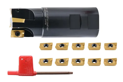 Vista 28 de Accusize Industrial Tools Molino de extremo indexable de hombro cuadrado de 90 grados de 1/2 '' con insertos de carburo Apkt11T3, 0056-0913