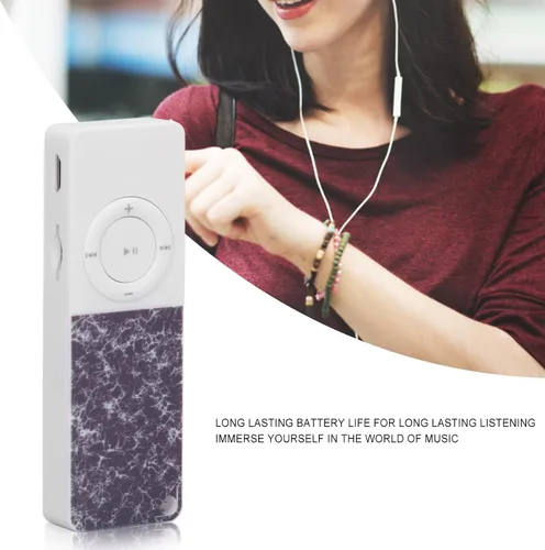 Vista 2 de Reproductor de MP3, reproductor de música MP3 multifunción delgado clásico, reducción de ruido de 180 mAh, reproductor MP3 portátil de alta