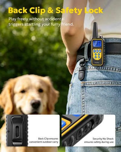 Vista 6 de Collar eléctrico de entrenamiento para perros con control remoto de 1640 pies, E-Shock, modos de entrenamiento seguros, collares impermeables IP67