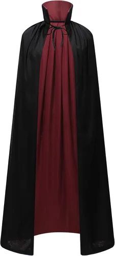 Vista 12 de Reversible Velvet Hooded Vampire Cape, Halloween Cosplay Costume Capucha Borgoña