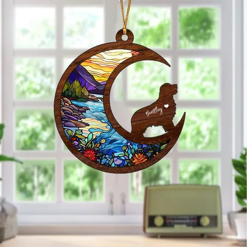 Vista 2 de Golden Retriever - Adorno personalizado para atrapasoles para perros, regalo de condolencias de mascotas, atrapasoles conmemorativo para perros