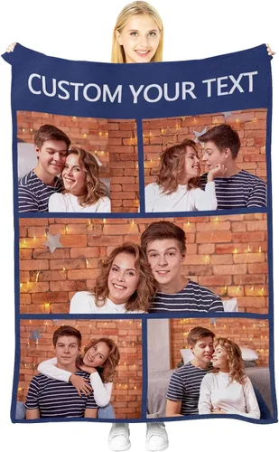 Vista 16 de Manta personalizada con imagen, manta personalizada para parejas, manta de fotos para sofá, familia, Navidad, Halloween, cumpleaños, boda, regalos