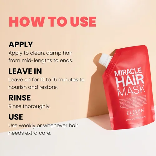 Vista 5 de ELEVEN AUSTRALIA Miracle Hair Mask for Dry Damaged Hair - Tratamiento acondicionador profundo para hombres y mujeres, restaura la humedad y ayuda a