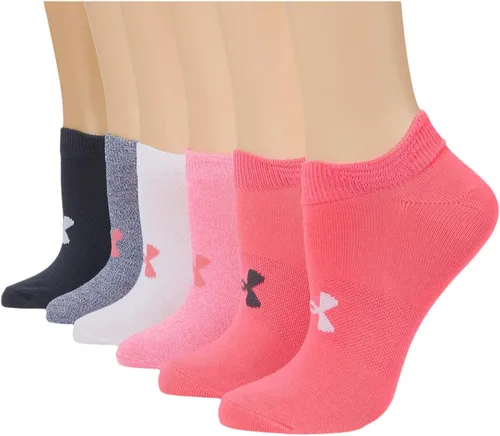 Vista 13 de Under Armour womens Essential 2.0 Lightweight No Show Socks, 6-pairs (002) Negro / Blanco